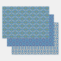 Conjunto de padrões étnicos sem costura azul 7