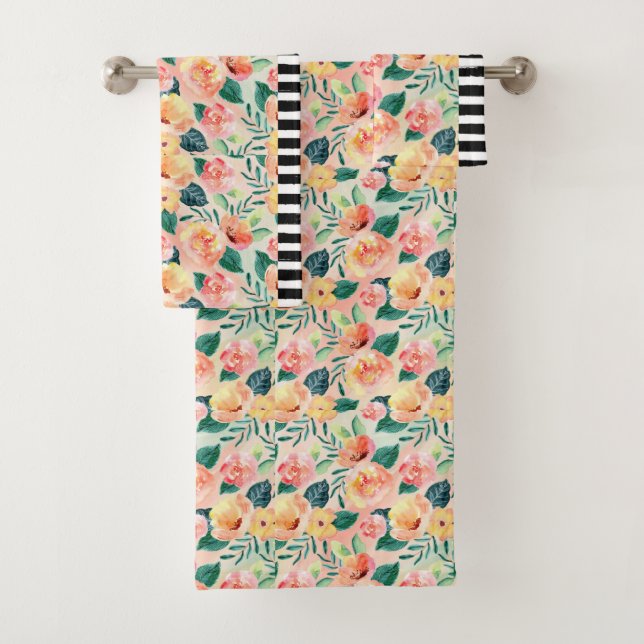 Conjunto de Padrões Florais Corais com Faixa B&W (Insitu)