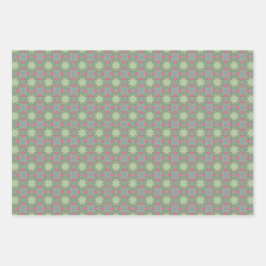 Conjunto de padrões verdes geométricos de primaver