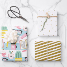 Conjunto de Papel Azul e Dourado de Papel de Embal
