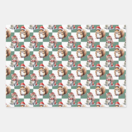 Conjunto de Papel de Embalagem de Animais de Natal