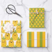 Conjunto de Papel de Embrulho de Abacaxi Engraçado