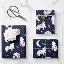 Conjunto de Papel de Embrulho do Lobinho Uivando p