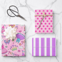 Conjunto de Papel de Embrulho Princesa Bolinhas e