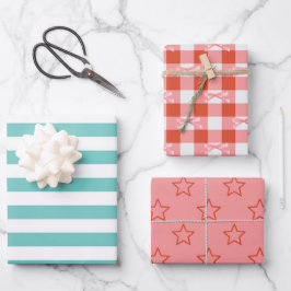 Conjunto de papel de enrolamento de padrões cor-de