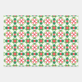 Conjunto de papel de manta de retalhos de Natal