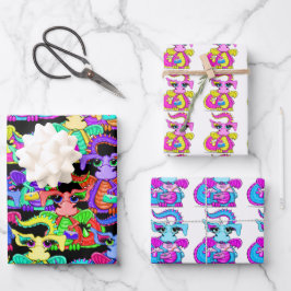 Conjunto de Papel de Presente Dragão