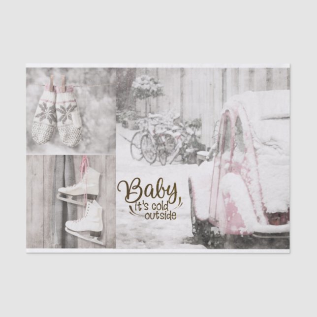 Conjunto de Papel Tecido (2) Bebê Está Frio Fora (Frente )