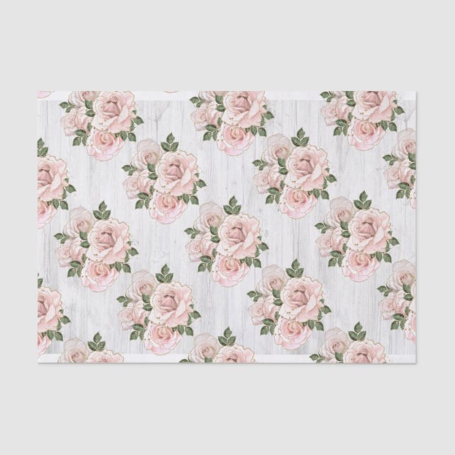 Conjunto de Papel Tecido Qtd 2 Rosas Rusticas Bege (Frente )