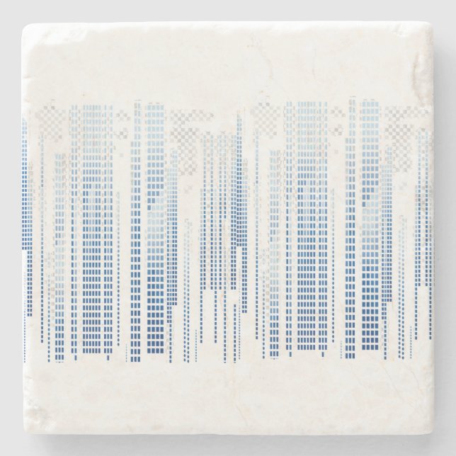 Conjunto de porta-copos abstrato azul - Bebida geo (Frente)