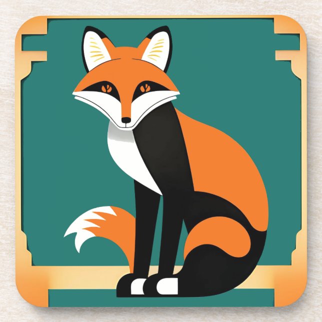 Conjunto de Porta-Copos Art Deco Fox (Frente)