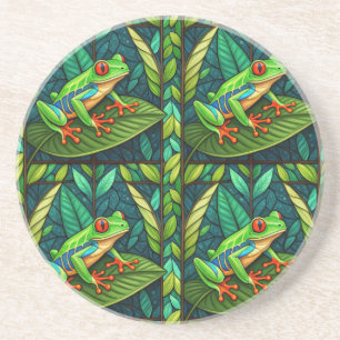 Conjunto de porta-copos circular com vibrante árvo