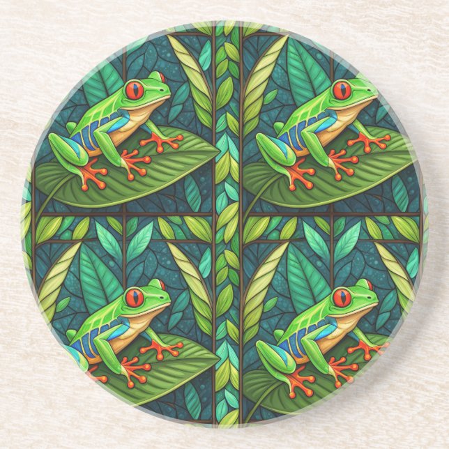 Conjunto de porta-copos circular com vibrante árvo (Frente)