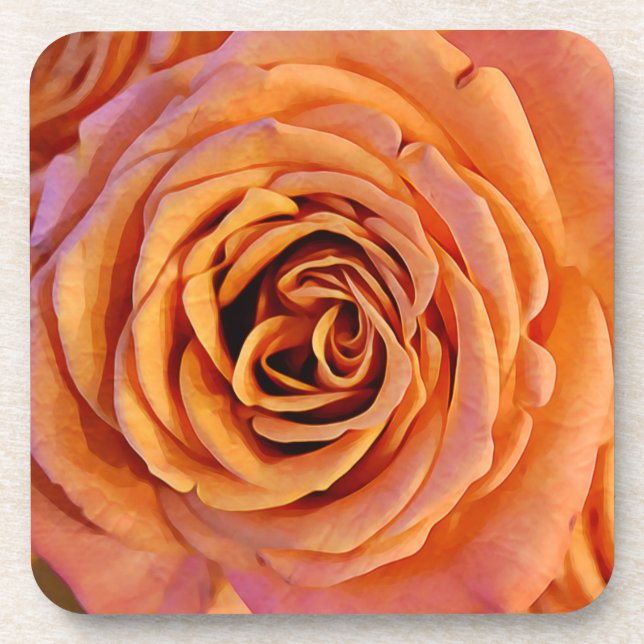 Conjunto de porta-copos de arte de rosa laranja pe (Frente)