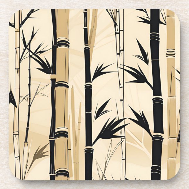 Conjunto de Porta-Copos de Bambu Art Déco (Frente)