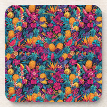 Conjunto de Porta-Copos de Flor de Fruta Tropical 