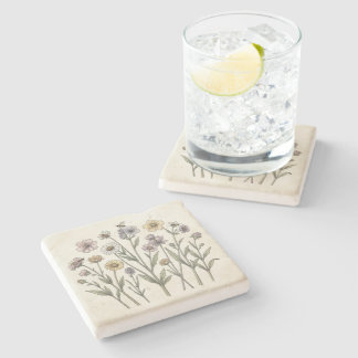 Conjunto de Porta-Copos de Flor Silvestre Botânica