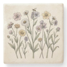Conjunto de Porta-Copos de Flor Silvestre Botânica