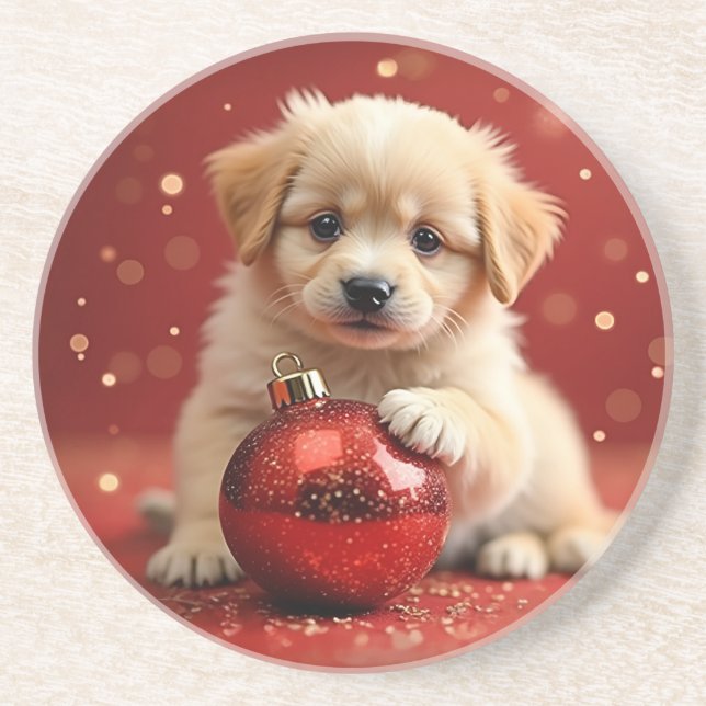 Conjunto de Porta-Copos de Natal Cachorrinho (Frente)