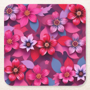 Conjunto de Porta-Copos de Pasta de Papel Flores M