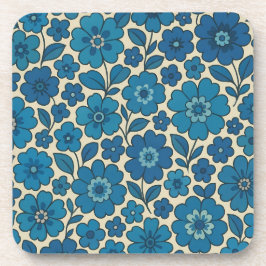 Conjunto de Porta-Copos de Plástico Azul Floral Re