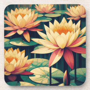 Conjunto de porta-copos de plástico duro Art Deco 