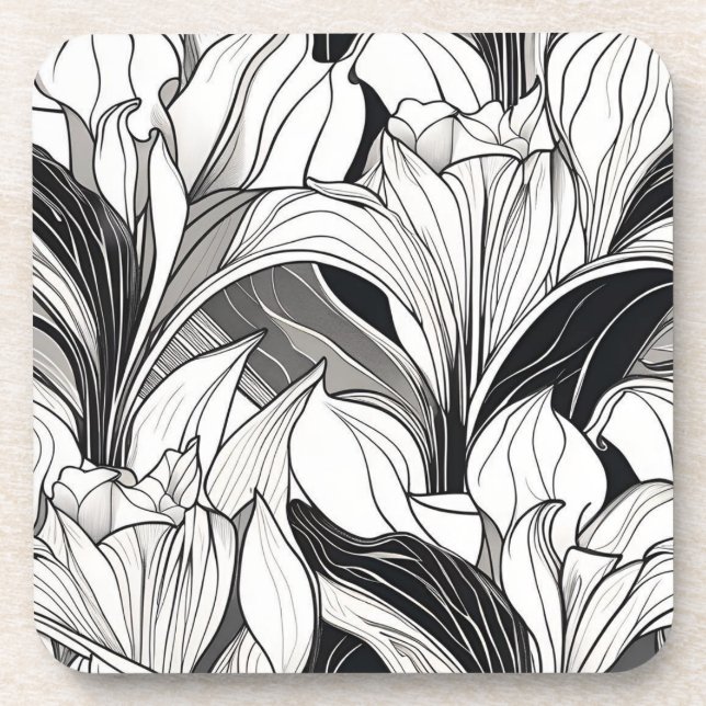 Conjunto de porta-copos de plástico rígido floral  (Frente)