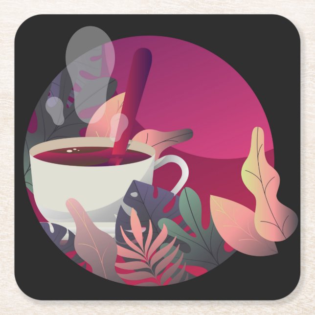 Conjunto de Porta-Copos de Xícara de Café Abstrato (Frente)