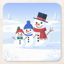 Conjunto de Porta-Copos Família de Bonecos de Neve