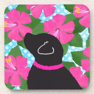 Conjunto de Porta-Copos Hibiscus Island Black Dog