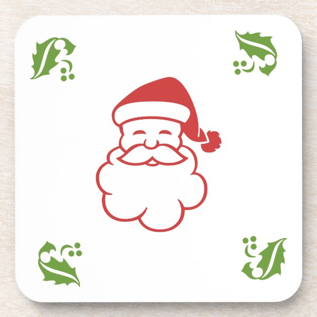 Conjunto de porta-copos - Papai Noel e azevinho (Frente)