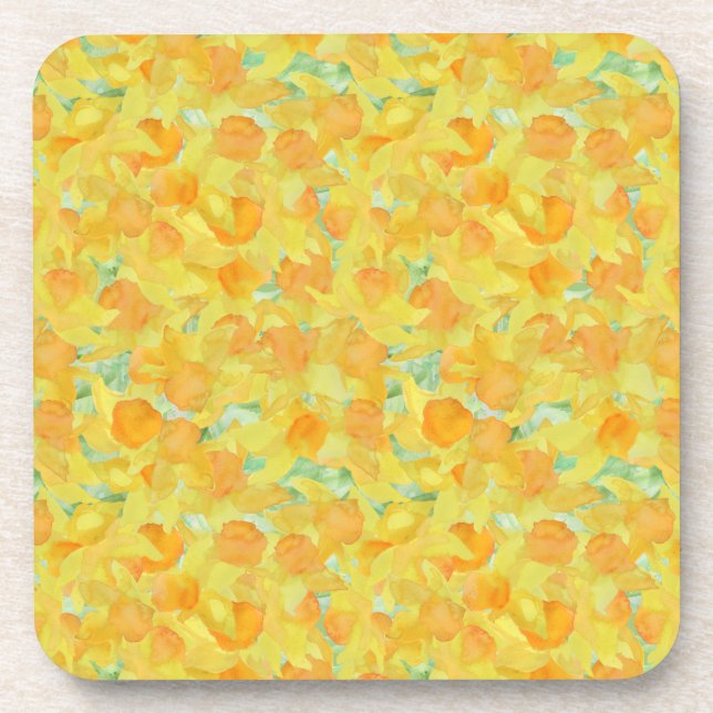 Conjunto de Porta-Copos Quadrados, Narcisos Amarel (Frente)