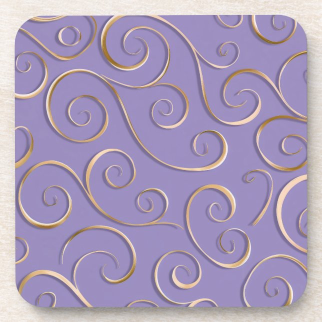 Conjunto de Porta-copos Redemoinho Dourado Lavanda (Frente)
