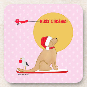 Conjunto de Porta-Copos Rosa Natal Dourado Dias de