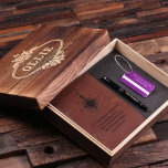 Conjunto de presentes de Wanderlust: Etiqueta púrp<br><div class="desc">O conjunto de presentes de 4pc para homens ou mulheres inclui revista de couro,  etiqueta de bagagem (6 cores),  caixa de madeira de caneta e de manutenção,  cada uma personalizada com qualquer coisa que você quiser.</div>