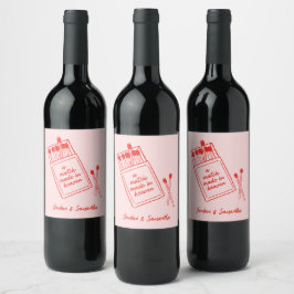 Conjunto de Rótulos de Vinho Rosa e Tinto Feito no