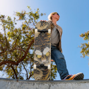 Conjunto de skate de arte de tigre japonês vintage