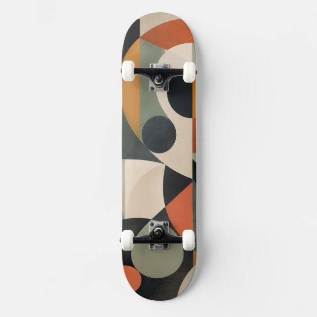 Conjunto de Skate de Madeira Geométrico Moderno e  (Frente)