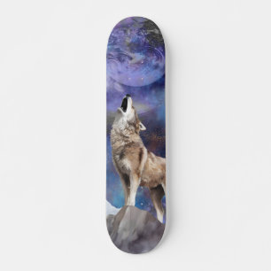 Conjunto de Skate Grey Wolf Howling at the Moon