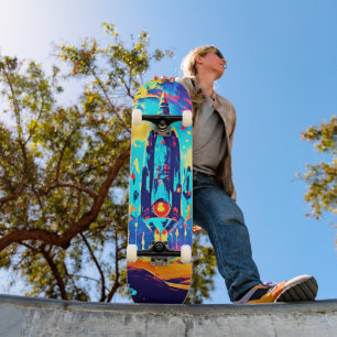 Conjunto de Skate Retro Sci Fi Foguete Espacial Co