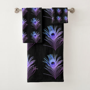 CONJUNTO DE TOALHA DE PENA AZUL PRETO