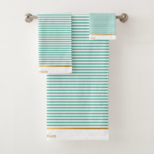 CONJUNTO DE TOALHA DE TRIM DE PADRÃO BRANCO VERDE