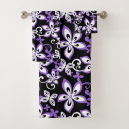 CONJUNTO DE TOALHA DO BANHO ALOHA HAWAII (PRETO/PU