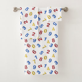 Conjunto De Toalhas 123 Números Vermelho Amarelo Azul