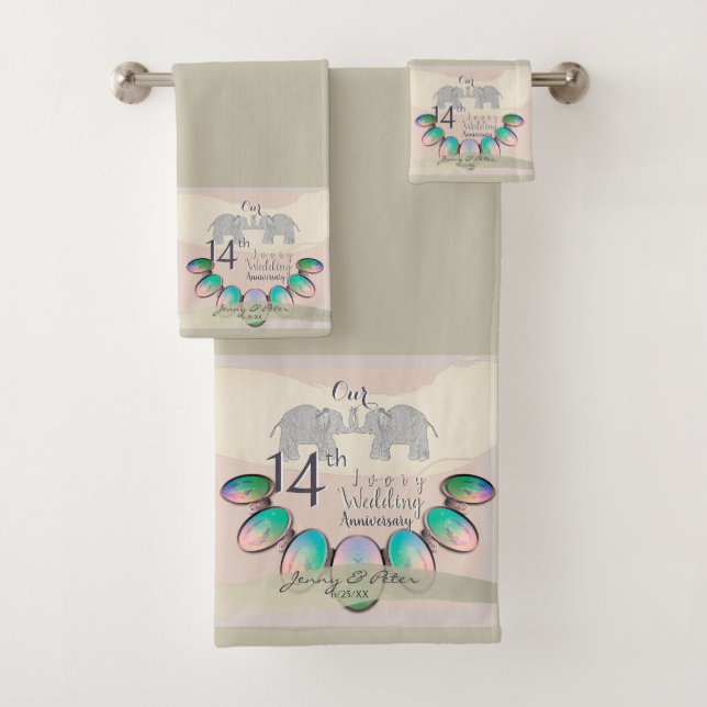 Conjunto De Toalhas 14 Ivory Wedding Anniversário Towel (Insitu)