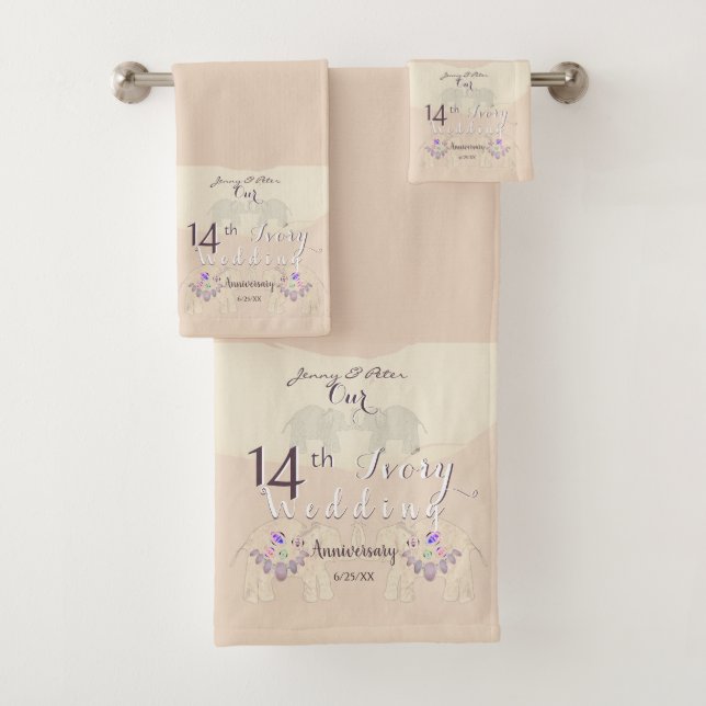 Conjunto De Toalhas 14th Ivory Anniversary Towel (Insitu)