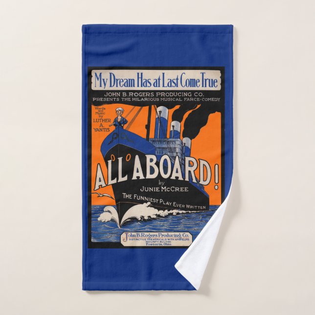 Conjunto De Toalhas 1921 All Aboard sheet music impressão (Toalha de mão)