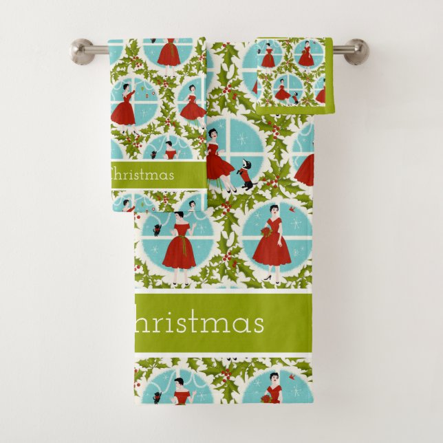 Conjunto De Toalhas 1950's Vintage Christmas (Insitu)