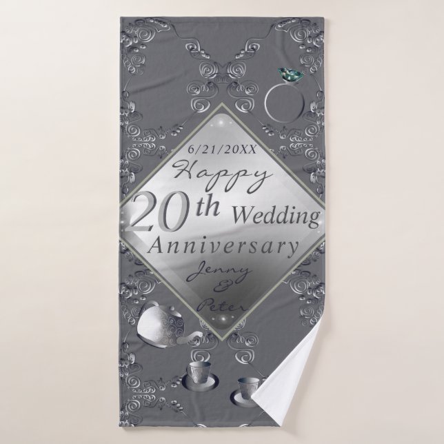 Conjunto De Toalhas 20 Platinum Emerald Anniversário Bath Towel Set (Toalha de Banho)