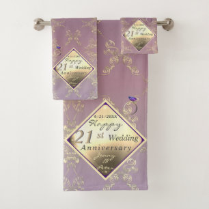 Conjunto De Toalhas 21 Aniversário de Casamento das ruas Brass e Ioli